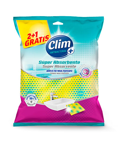 CLIM ANTIBACTERIAL Cleaning cloth, microfibres and cloths Cloth Multipurpose 2+1