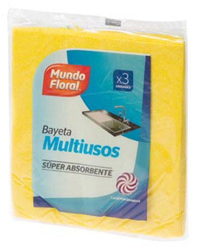 MUNDO FLORAL Hogar Bayeta Amarilla x3